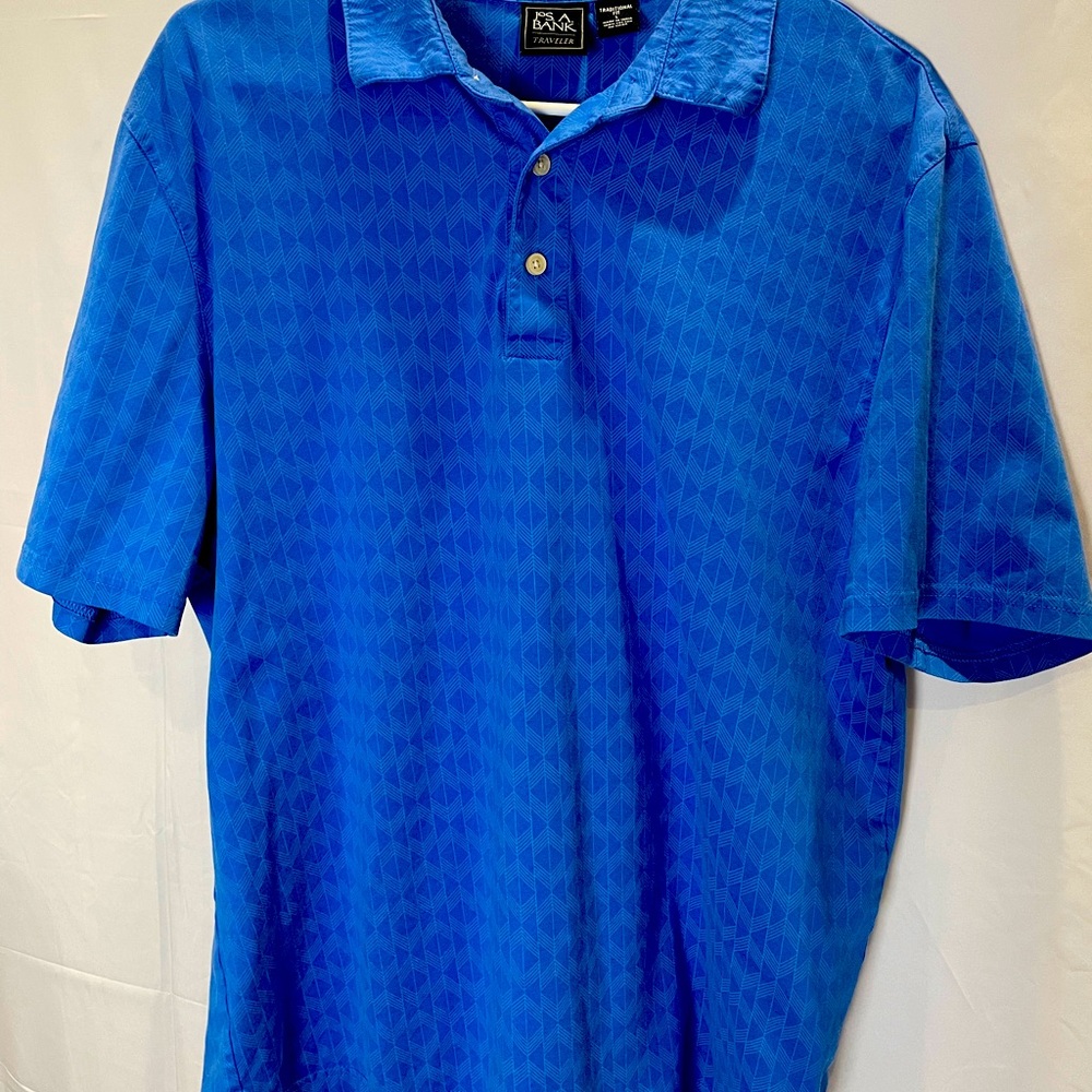 Jos A Bank Traveler Collection Traditional Fit Short Sleeve Polo Blue Size L $25